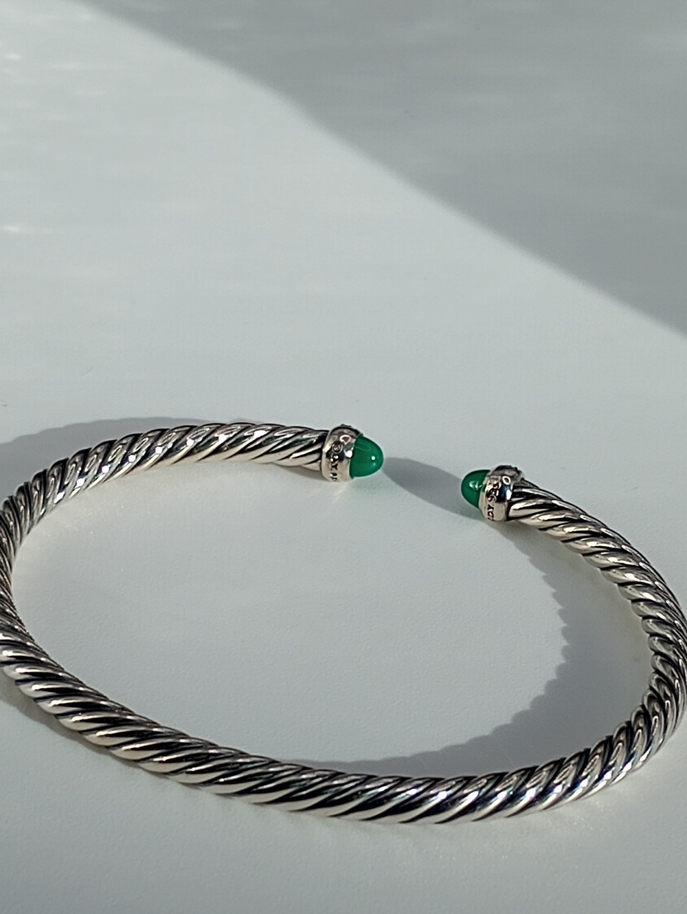David Yurman Cable Flex Sterling Silver with Diamonds and Green Onyx 4mm - Picture 4 of 6